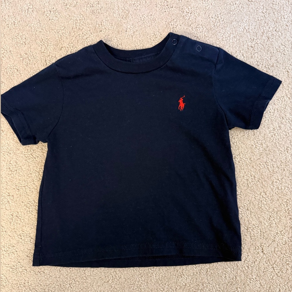 Ralph Lauren Baby Boy Navy T-Shirt Red Pony Logo 9M